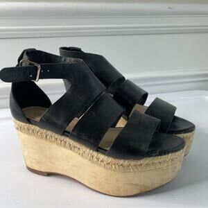 Loeffler Randall black‎ leather Sasha Platform sandals size 7
